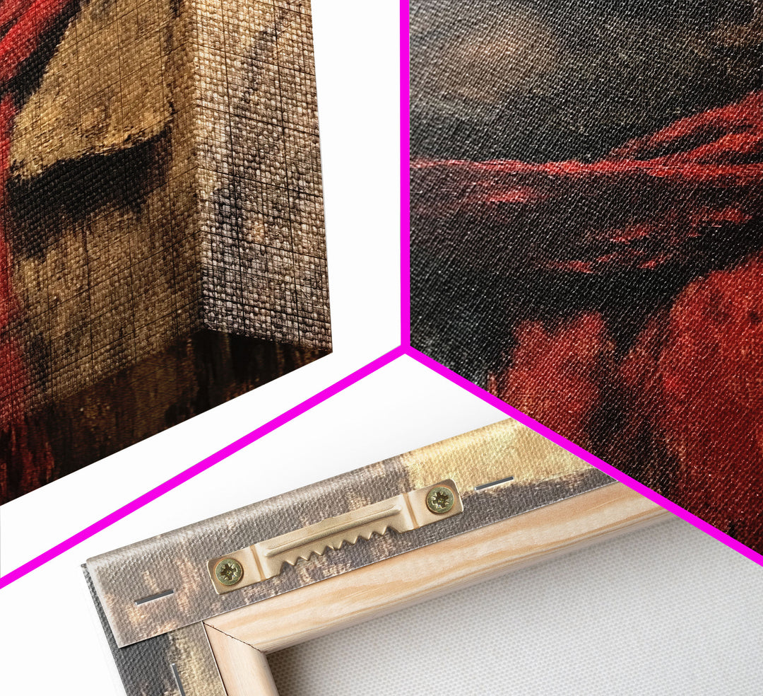 Moody Cowboy with Red Scarf Framed Canvas Print - Rustic Winter Landscape Art Best Gift Idea 2024 Christmas Wall Art