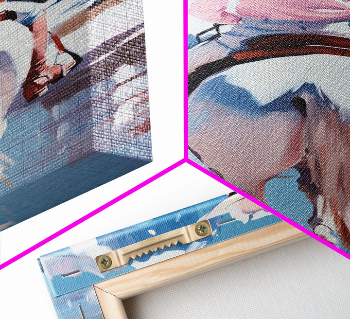 Female Cowboy Riding Through Winter Mountains Framed Canvas Print Christmas Wall Art Winter Wonderland Vintage Christmas Gift Wall Art