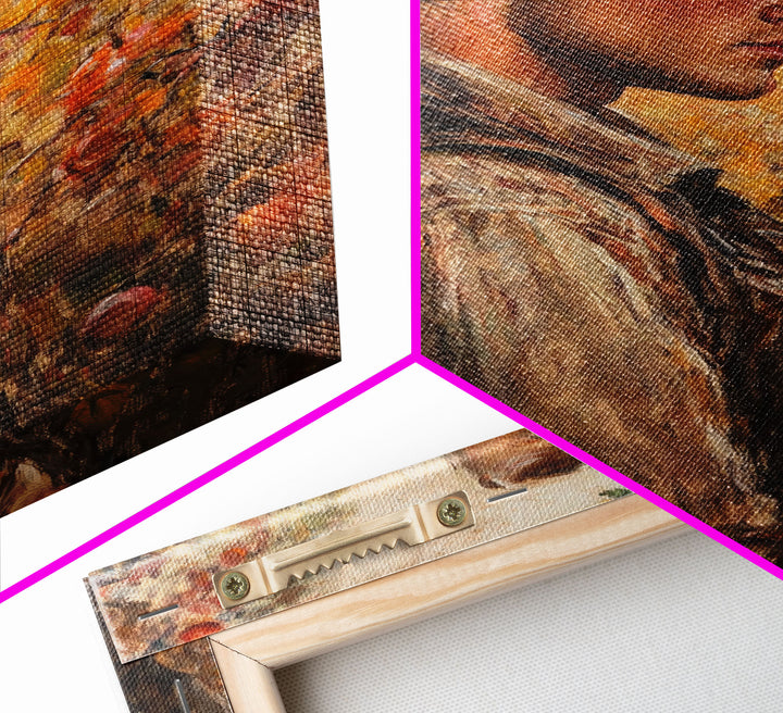 Thoughtful Cowboy in Orchard Canvas Print with Fall Colors, Rustic Western Art, Autumn Decor Gift, Vintage Wall Art, Large Canvas Print