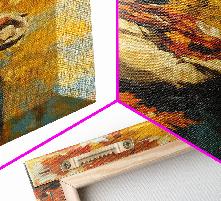 Cowboy Walking in Winter Forest at Sunset Canvas Print, Seasonal Western Wall Art, Rustic Christmas Wall Decor, Vibes, Framed Canvas Print