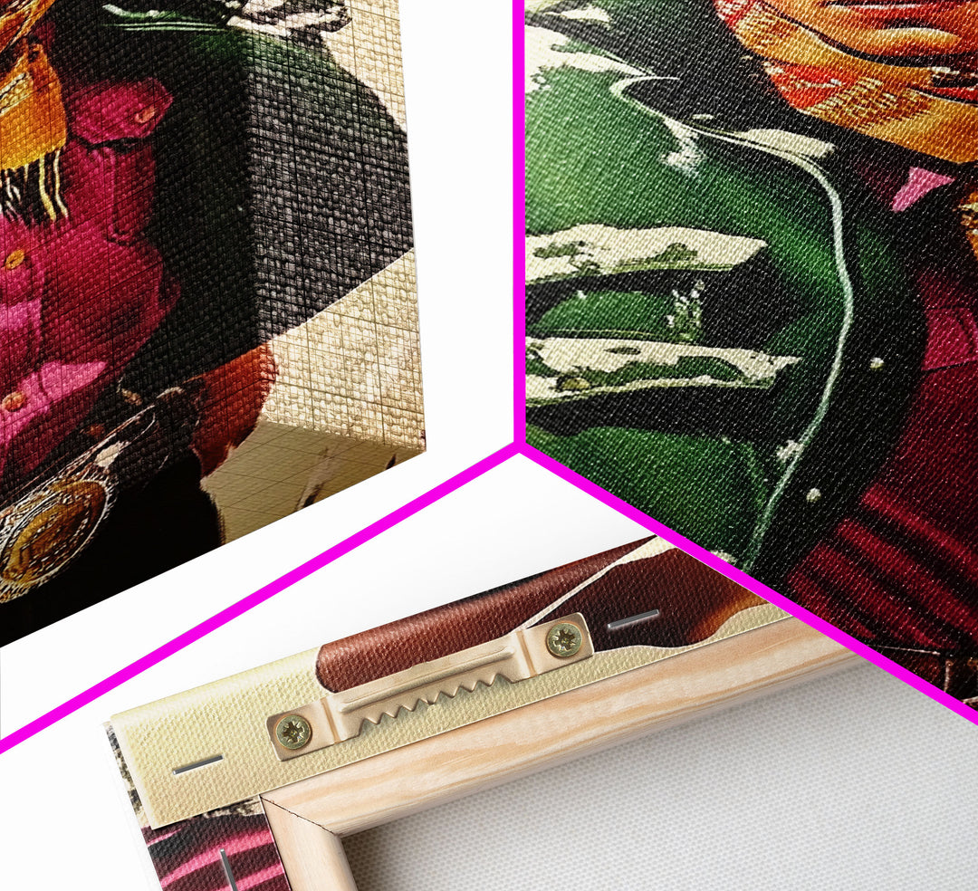 Retro Cowboy in Snowy Mountain Canvas Print, Winter Wall Art, Holiday Decor, Vintage Christmas Art, Rustic Wall Decor, Framed Canvas Print