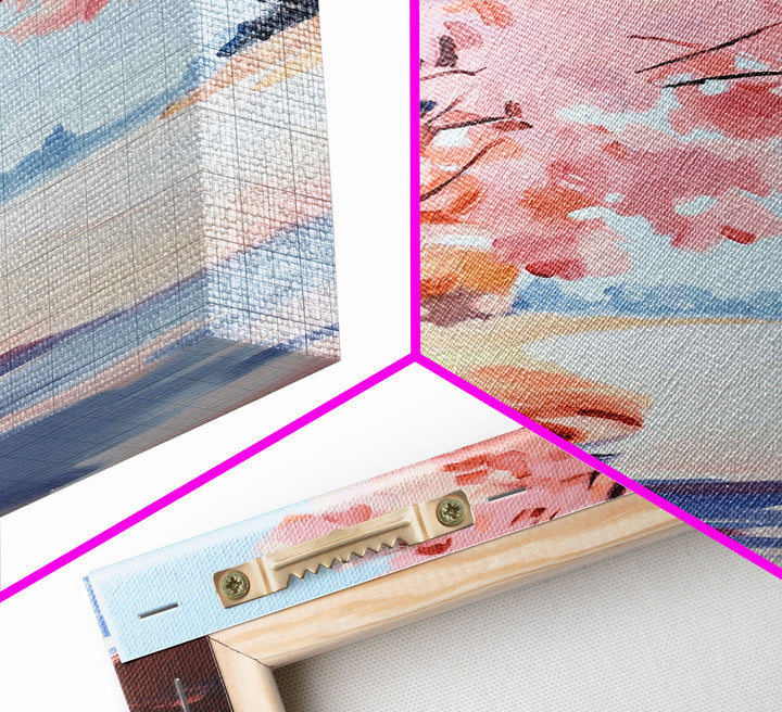 Winter Landscape Painting Print, Canvas Art, Retro Christmas Decor, Vintage Christmas Wall Art