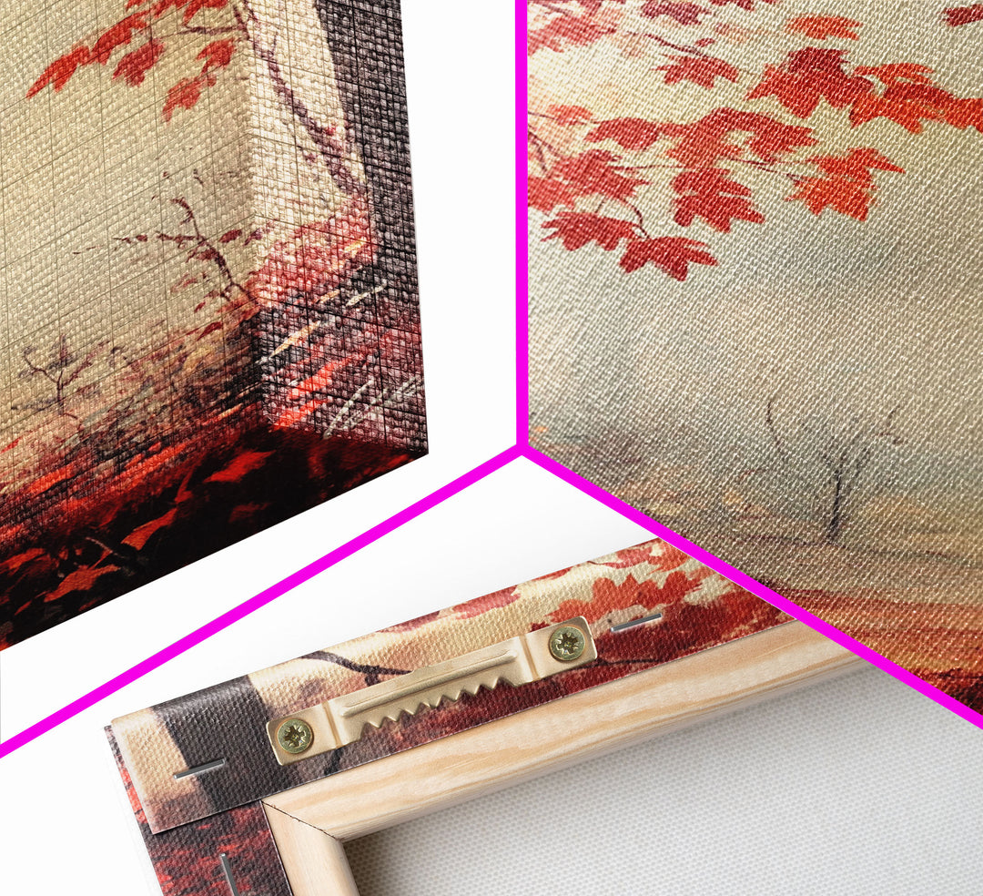 Framed Canvas Print of Autumn Path with Fall Leaves, Seasonal Wall Art, Modern Farmhouse, Gift Idea, Rustic Fall Decor, Autumn Landscape