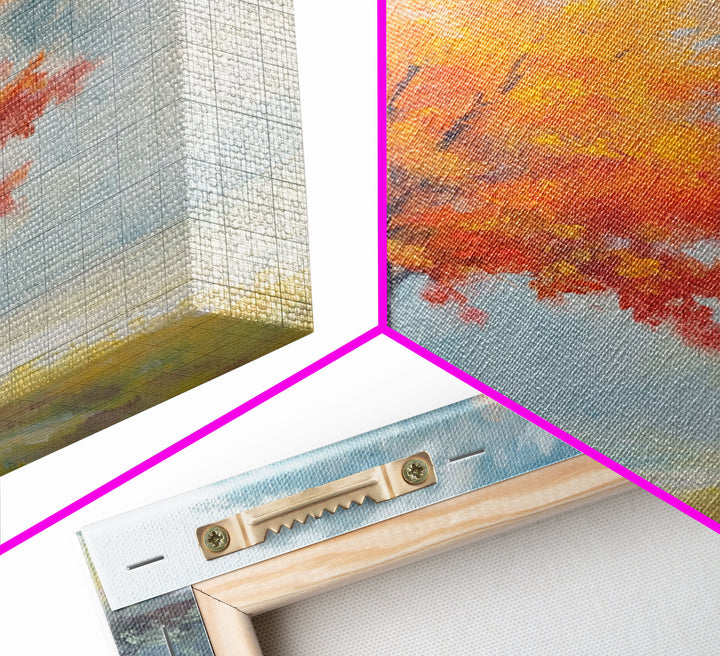 Canvas Print of Vibrant Autumn Tree in Misty Background, Seasonal Wall Art, Fall Decor, Best Gift Idea, Modern Farmhouse Landscape Art