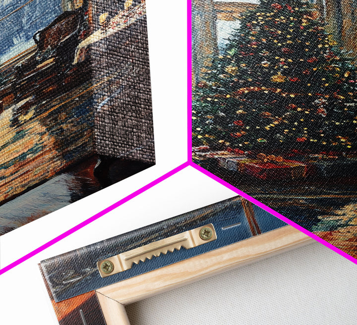 Grand Victorian Christmas Tree In Luxury Room Framed Canvas Print Classic Holiday Home Decor With Snowy Window And Festive Lights Wall Art