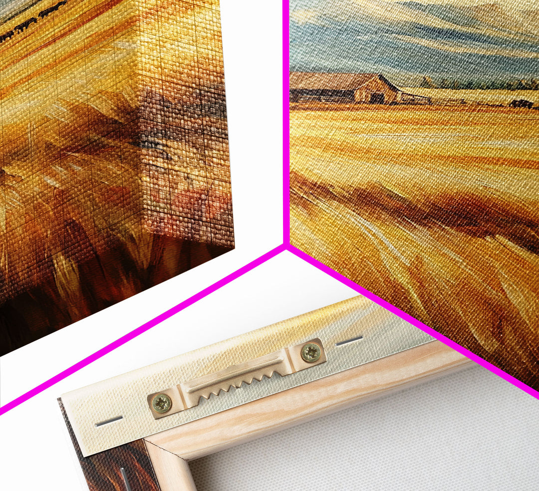 Cowboys Riding into the Sunset Framed Canvas Print, Dramatic Landscape with Riders Open Sky, Perfect Western Wall Art Fall Rustic Home Decor