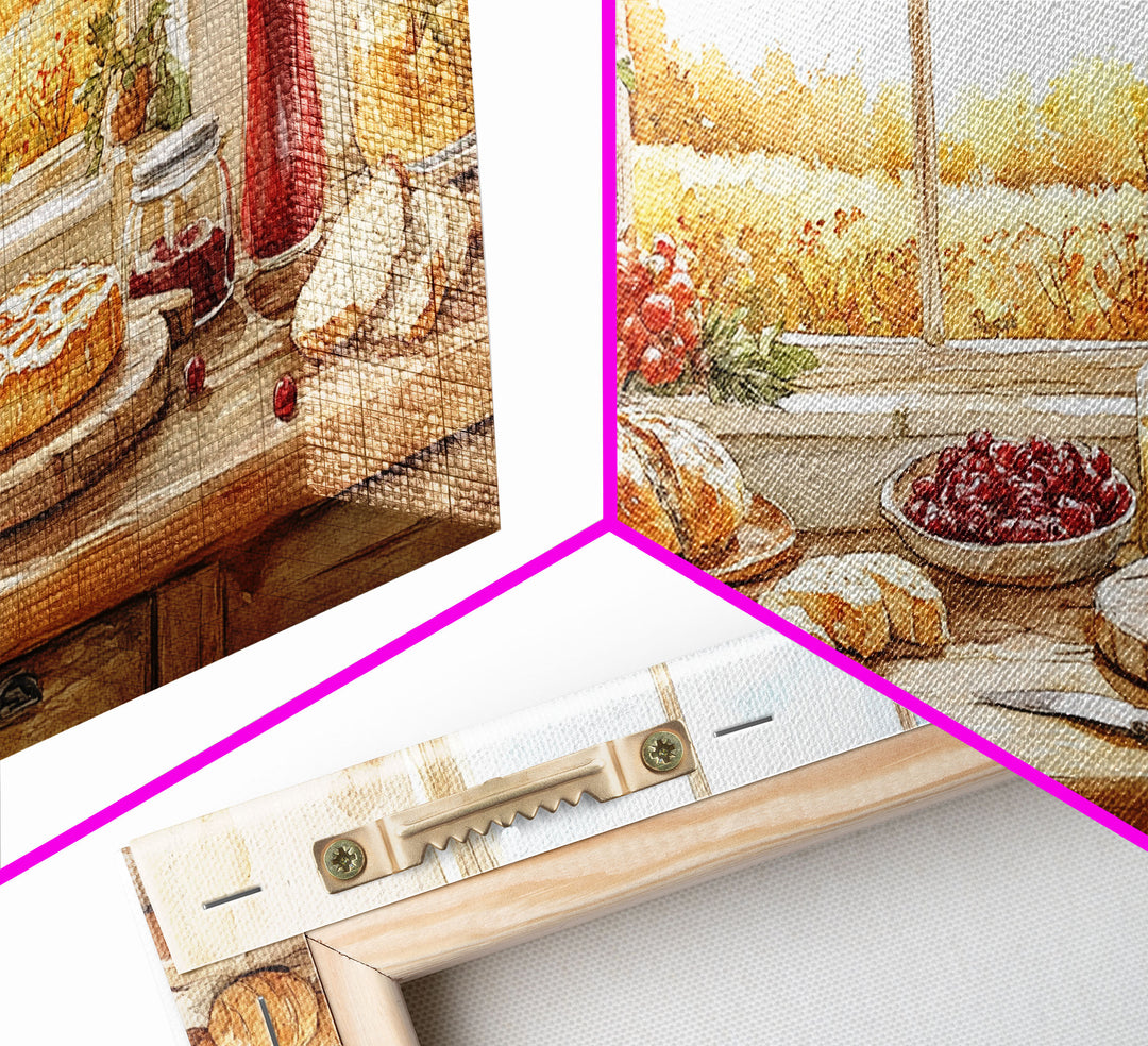 Autumn kitchen decor, cozy fall harvest print, farmhouse wall art vintage rustic fall wall print, country harvest decor, framed canvas print