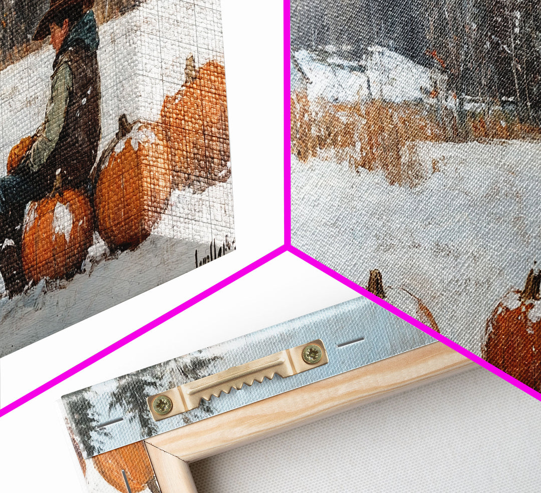 Cowboy Sipping Coffee Autumn Decor Framed Canvas Print Perfect Above Sofa Wall Art Western Home Decor Moody Fall Artwork Rustic