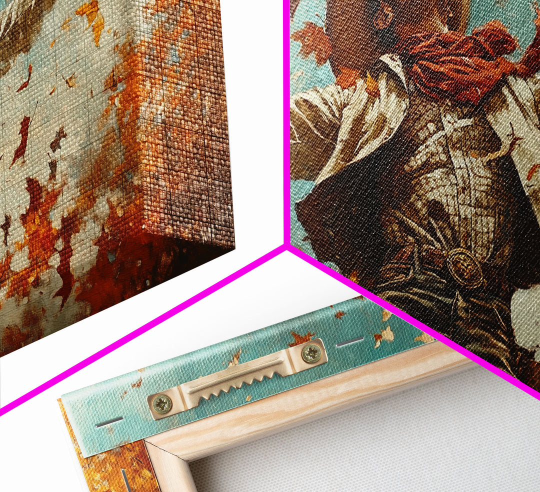 Cowboy Throwing Leaves In The Air, Funny Western Decor, Framed Canvas Print, Mood Lifting Wall Art, Fall Decor