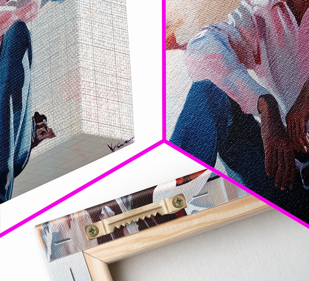 Fall harvest Framed Canvas Print featuring a cowgirl sitting among pumpkins in a rustic setting, farmhouse autumn decor and wall art