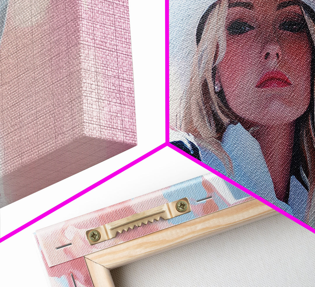 Vibrant Framed Canvas Print of a Winter Cowgirl in Snowy Mountains with Horse, Art Winter Decor, Perfect Gift Idea for Winter Home Decor