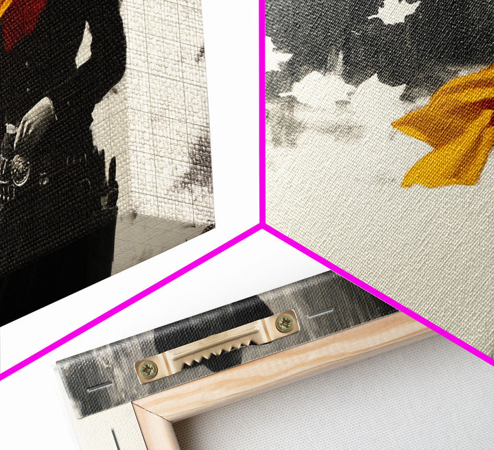 Bold Framed Canvas Print of a Cowgirl Riding Through Snow, Western Horse Art, Dynamic Winter Wall Decor and Christmas Holiday Gift Idea