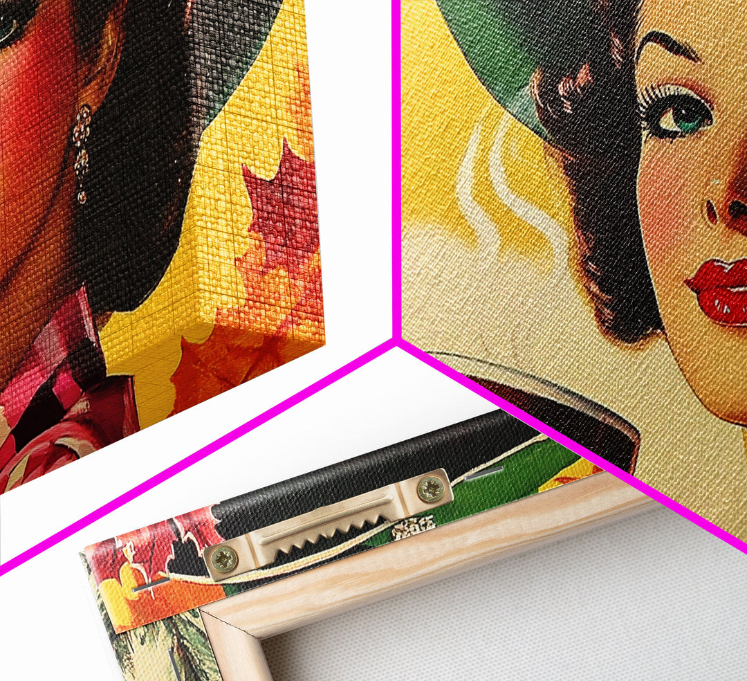 Lakeside Winter Landscape Framed Canvas Print with Snow and Pine Trees, Beautiful Winter Art for a Calm and Peaceful Atmosphere