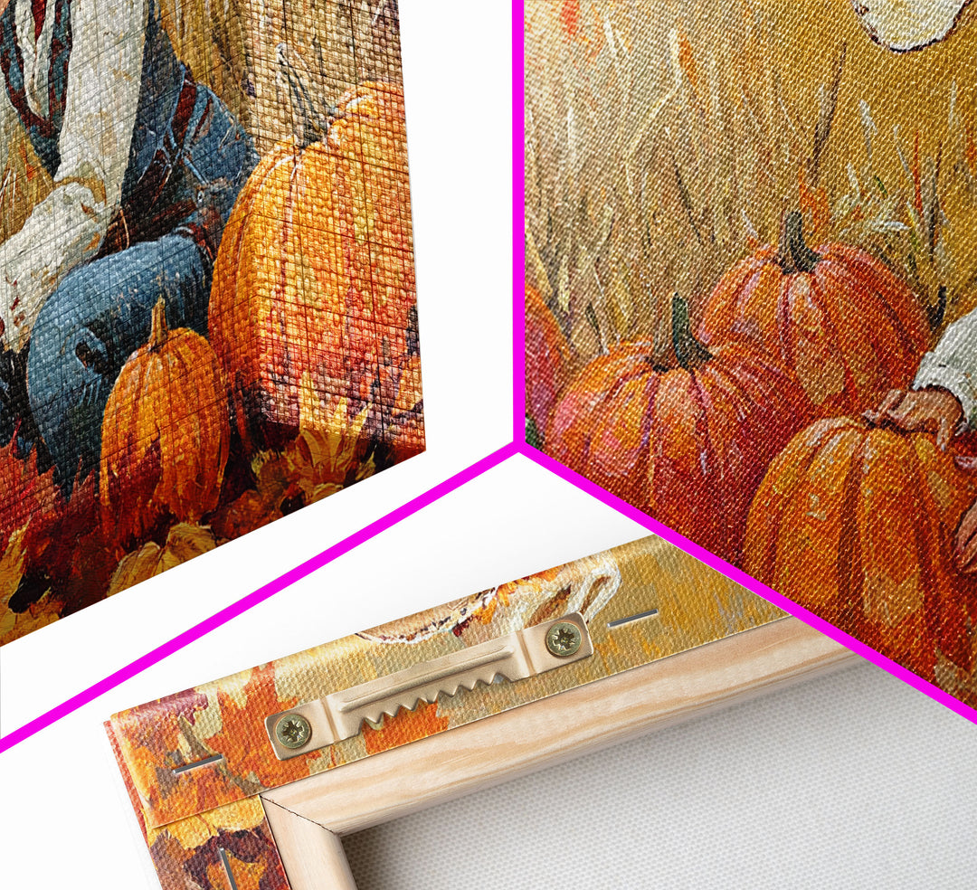 Framed Canvas Print colorful autumn landscape, vibrant fall foliage and misty morning setting, tranquil country home decor rustic wall art