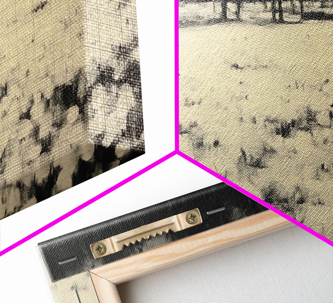 Framed Canvas Print misty forest pathway surrounded by vibrant autumn foliage, serene landscape wall art for fall or rustic home decor