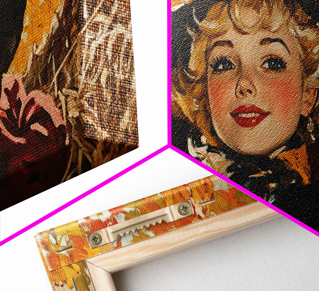 Cute Fall Cowgirl Amongst The Autumn Leaves, Gift or Autumn Decor, Perfect Addition to Home and Office Interiors