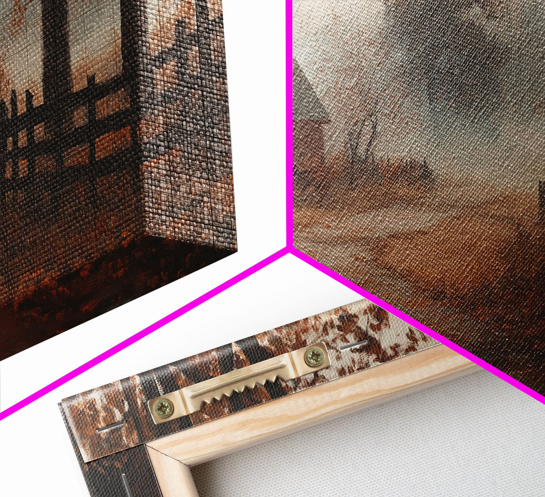 Snow-Covered Winter Wonderland Framed Canvas Print with Pine Trees, Holiday and Winter Decor, Ideal Gift or Seasonal Wall Art