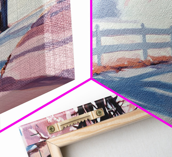 Vintage Snowy Street Scene Framed Canvas Print with Toy Shops, Christmas Holiday Decor, Perfect Wall Art Gift for Holiday Enthusiasts