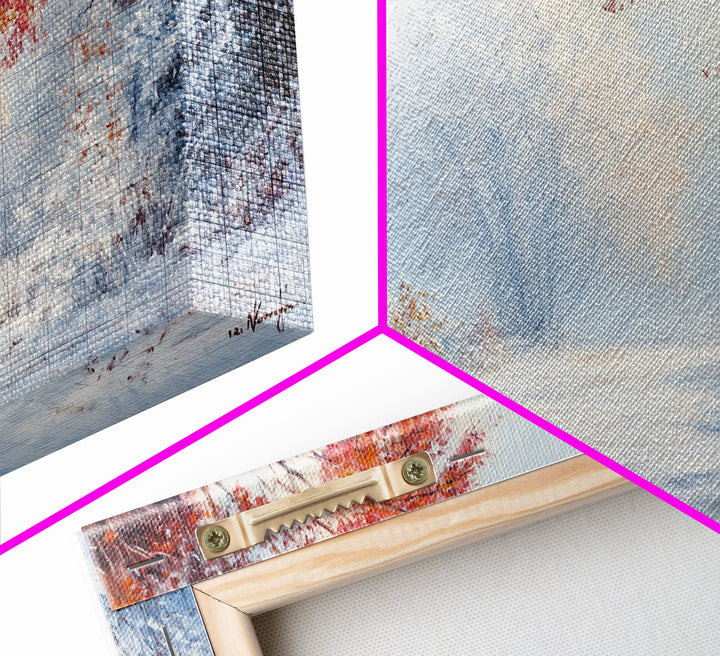 Cozy Cabin in the Snow Framed Canvas Print, Ideal Christmas Holiday Wall Art for Winter Wonderland Decor and Festive Home Interiors