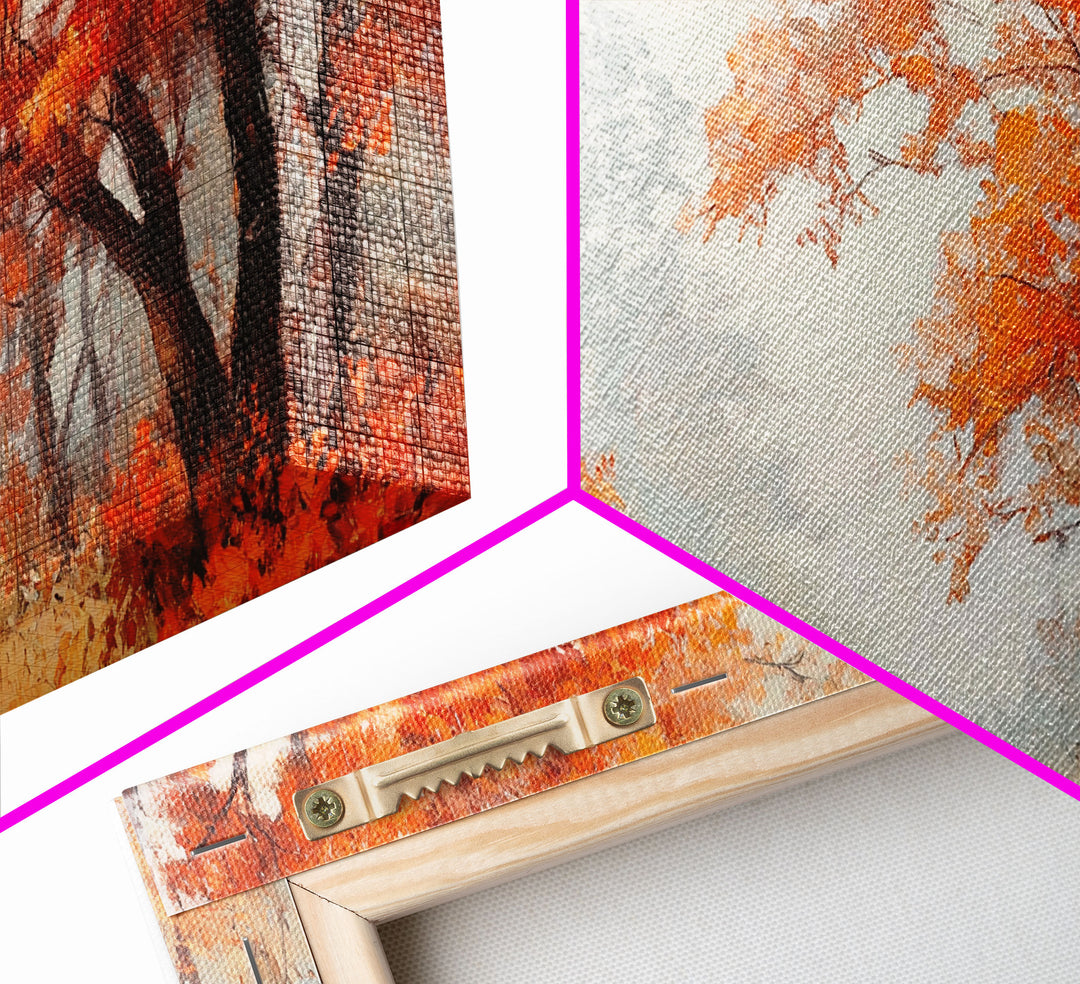 Fall In The Forest, Autumn Watercolor Painting, Moody Landscape Painting, Framed Canvas Print, perfect nostalgic Christmas wall art decor