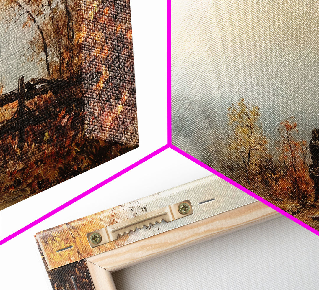 Nostalgic Farmhouse Christmas, Framed Canvas Print, Moody / Seasonal Autumn Centerpiece, Rustic / Primitive Wall Art