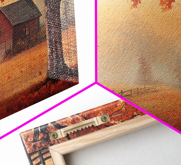 Rustic Barn Painting, Framed Canvas Print, Farmhouse Decor, Farmhouse Wall Art, Vintage Style Fall Barn Landscape Painting, Original Artwork