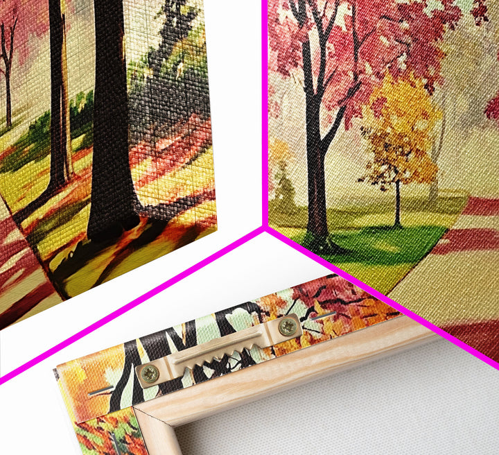Colorful Autumn Path Canvas Print, Fall Park Scene Wall Art, Modern Farmhouse Autumn Decor, Holiday Art, Best Seasonal Gift Idea