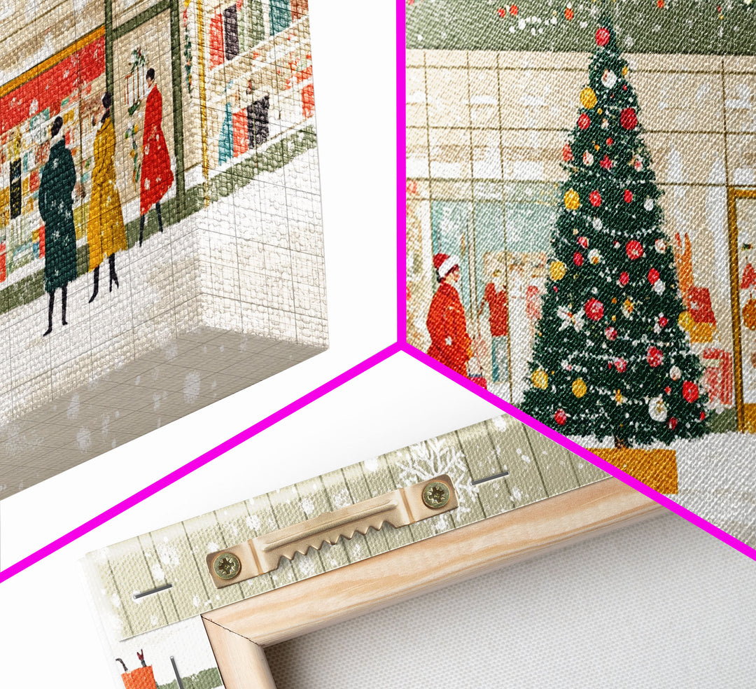 Christmas Tree Shopping Framed Canvas Print, Retro Holiday Scene Art, Vintage Christmas Decor, Christmas Vacation Wall Art, Holiday Gift