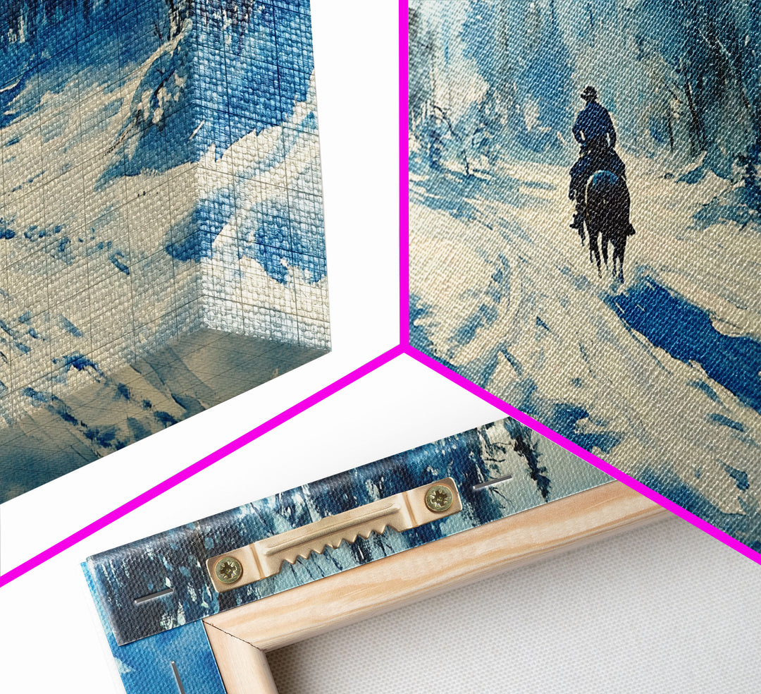 Cowboy And Cattle In Autumn Framed Canvas Print Tall Art Fall Country Landscape Western Home Decor Rustic Farmhouse Wall Art Autumn Gift