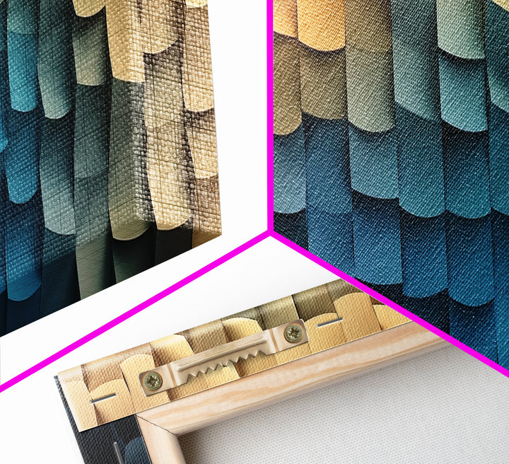 Abstract Art - Coastal Cubism - Framed Canvas Print - Panoramic Geometric Art - Unique Home Decor