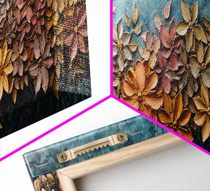 Abstract Wildflower Field Oil Painting Print | Nature Framed Large Gallery Art Ready To Hang, Panoramic Extra Wide Wall Art