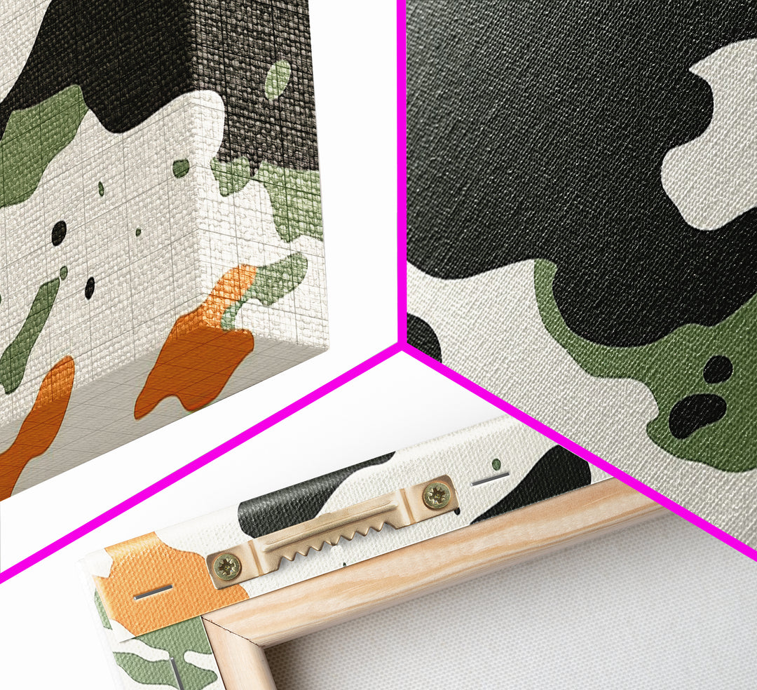 Camoflage, Camo Pattern Wall Art, Framed Canvas Print, Farmhouse Abstract Wall Art, Extra Wide Oversized Wall Art, Cammy Home Decor