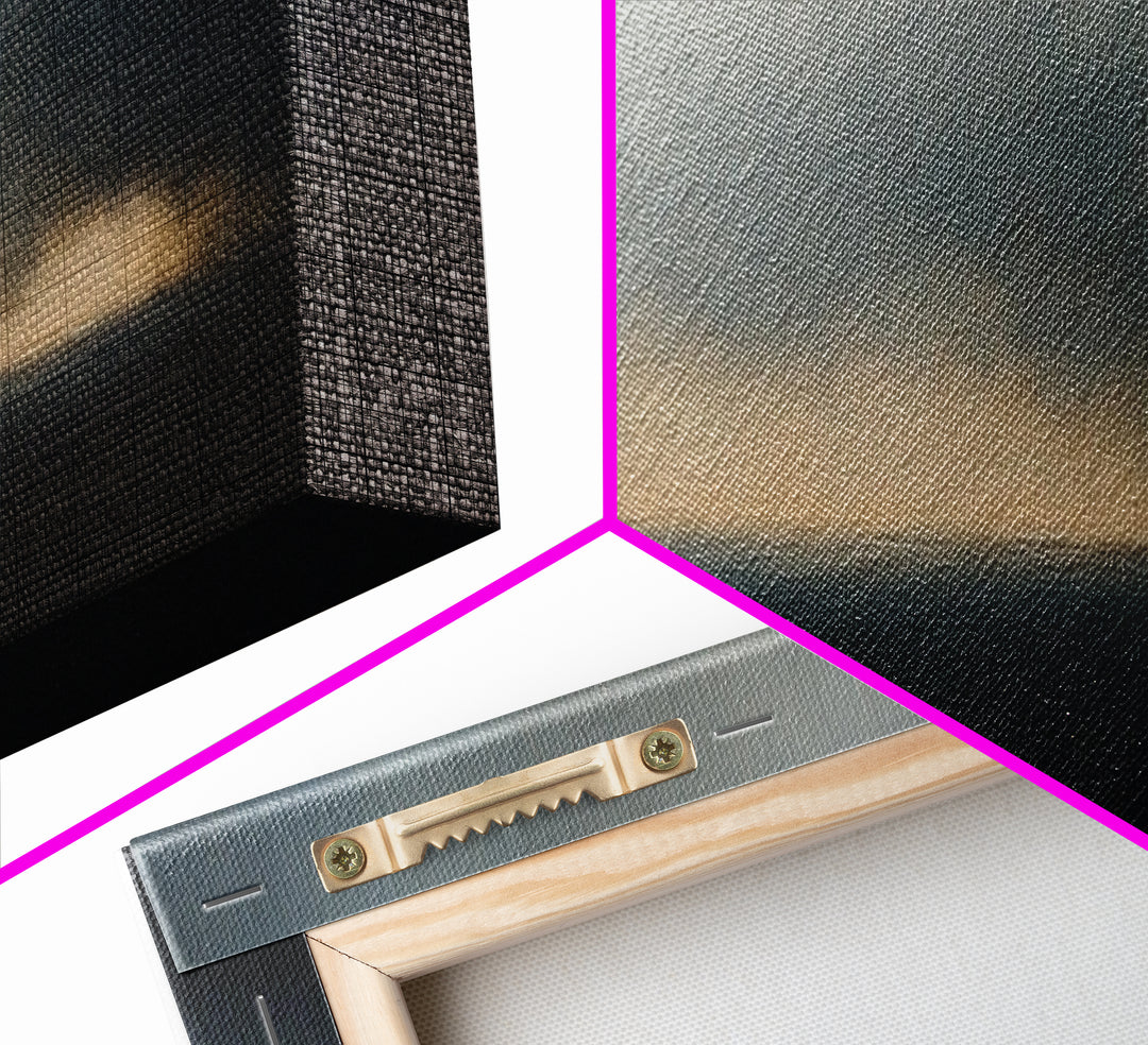 Clouds Over a Stormy Sea, Landscape Oil Painting Print, Panoramic Wall Art, Nature Framed Gallery Art For Living Room Ready To Hang