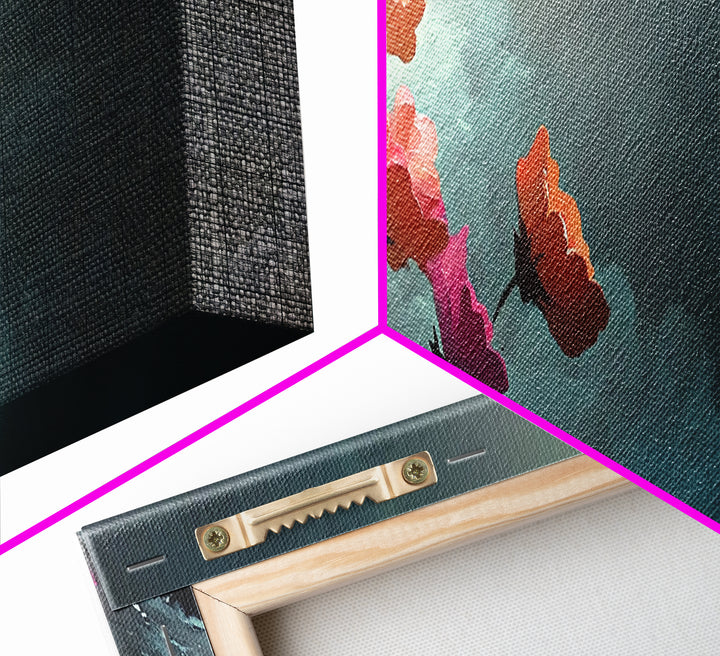 Beautiful Wild Flowers In The Clouds, Mountain Painting Canvas Print, Moody Decor, Muted and Subdued Wall Art, Centerpiece Art