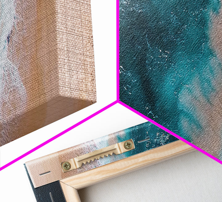 Bird's Eye View Of The Beach, Framed Canvas Print, Nautical Seascapes Decor, Panoramic Extra Wide Wall Art