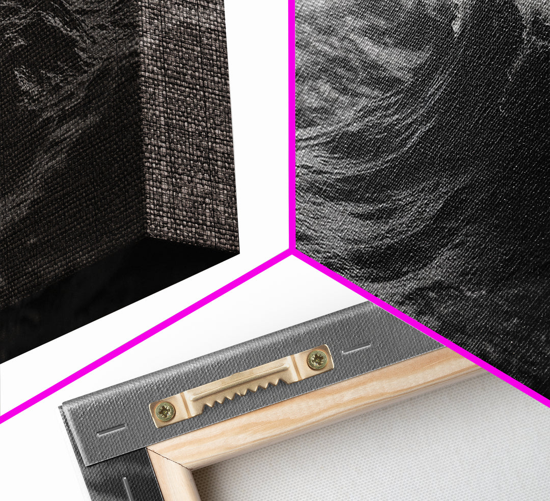 Black and White Ocean Photography Style Print, Panoramic Wall Art, Wood Framed Canvas Art, Seascapes, Nautical Decor