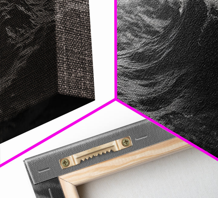 Black and White Ocean Photography Style Print, Panoramic Wall Art, Wood Framed Canvas Art, Seascapes, Nautical Decor