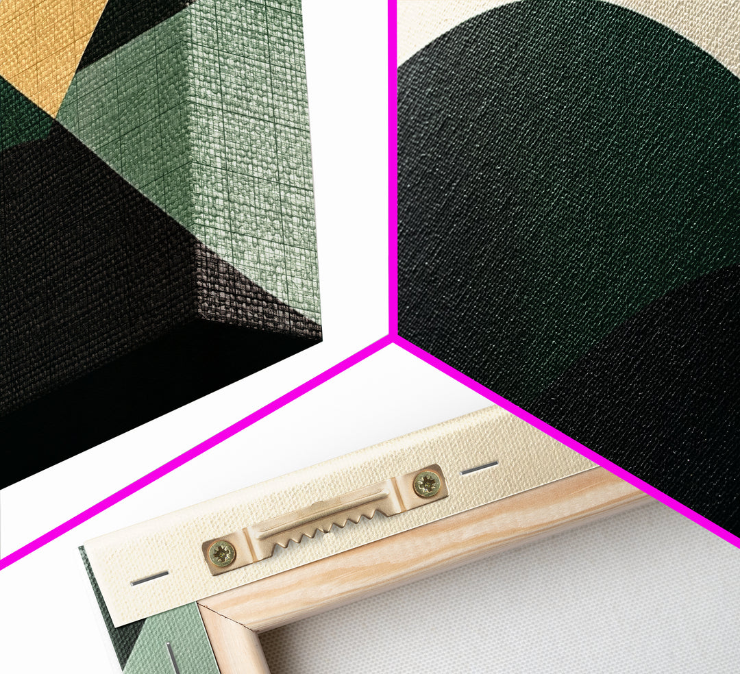 Abstract Mid-Century Modern Geometric Shapes Wall Art, Framed Canvas Print, Mid Century Modern Home Decor, Above Sofa or Bed Boho Art