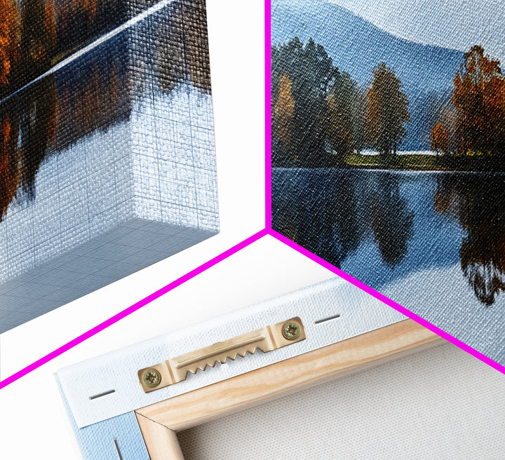 Calm - Reflections In The Lake On An Overcast Day - Panoramic Print - Original Painting Print - Landscape Oversized Painting Art