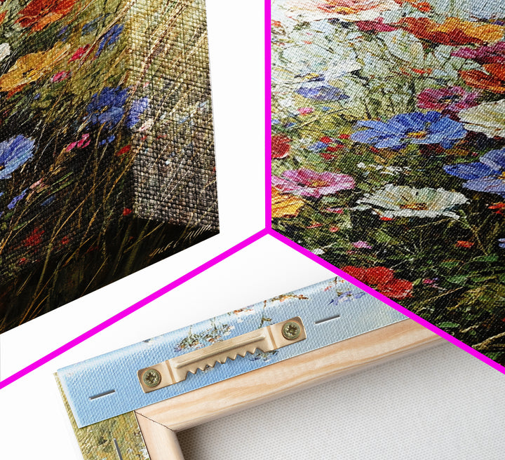 Botanical Wall Art | Oil Painting Botanical Print on Canvas | Wood Framed Boho Farmhouse Print | Large Wall Art | Oversized Wall Decor