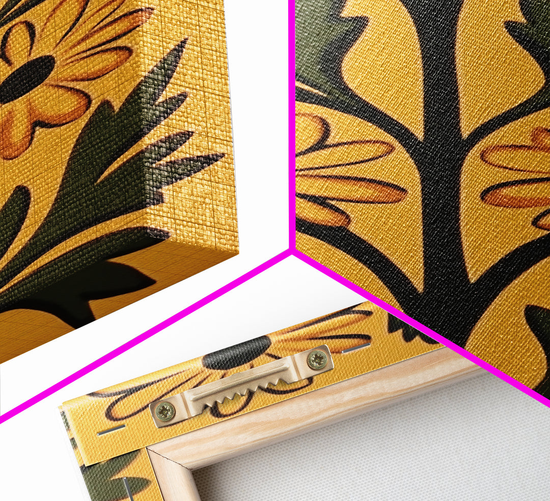 Boho Flower Wall Art, Canvas Print, Artful Boho Flower Art Print, Abstract Botanical Wall Art, Aesthetic Botanical Living Room Decor