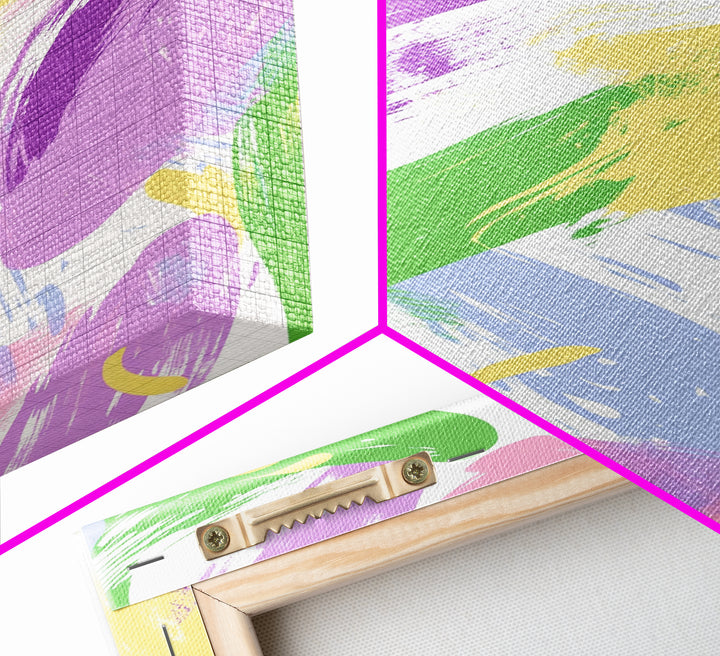 Pastel Brush Strokes Canvas Print, Wood Framed Abstract Wall Art, Dorm Room Decor for Girls