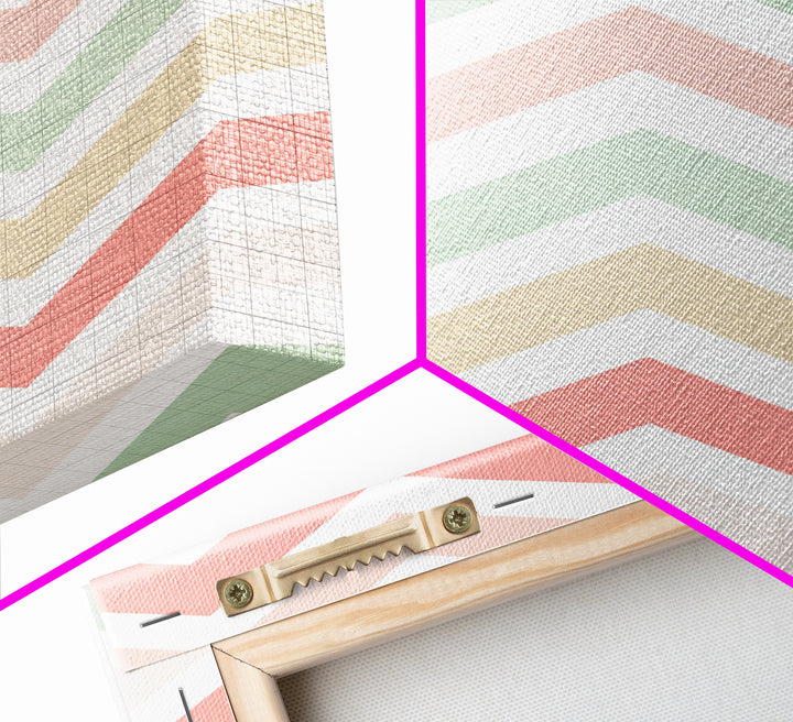 Chevron Zig Zag Pastel Wall Art, Geometric Wood Framed Wall Art, Decorative Wall Accent, Mosaic Wall Decor, Boho Art