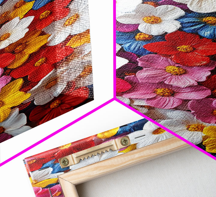 Botanical Prints Wall Art, Framed Canvas Print, 3D Effect Flower Art, Modern Art, Cute Room Decor, Aesthetic Decor, Trendy Wall Art