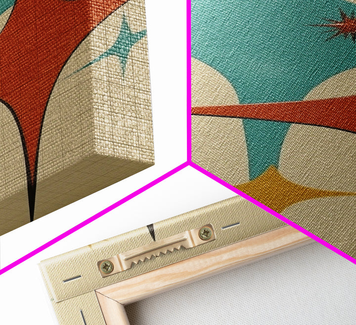 Art Deco Star Burst Canvas Print Wall Art, Retro 50s Style, Starburst, Mid-Century Modern Wall Art