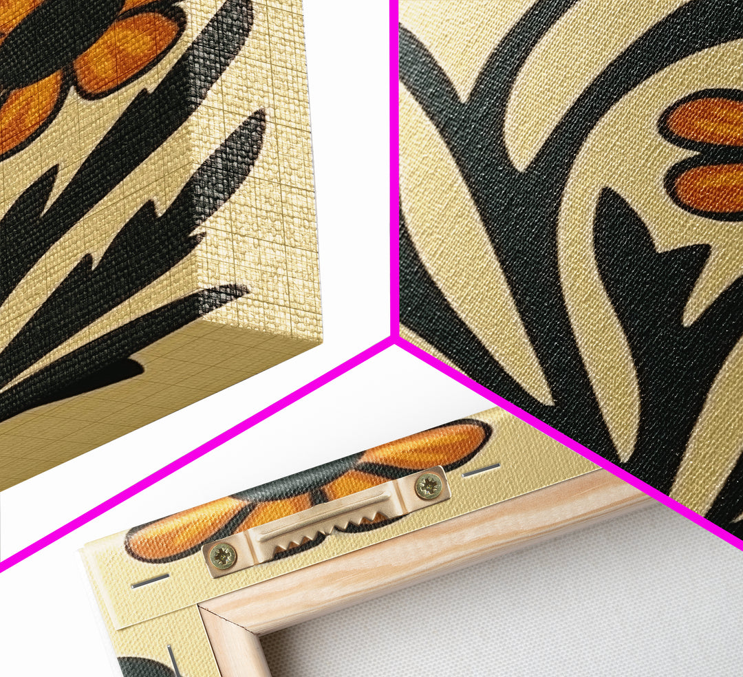 Boho Flower Print Framed Canvas Wall Art Abstract Floral Prints Botanical Minimalist Modern Art Living Room Wall Art Above Bed Decor