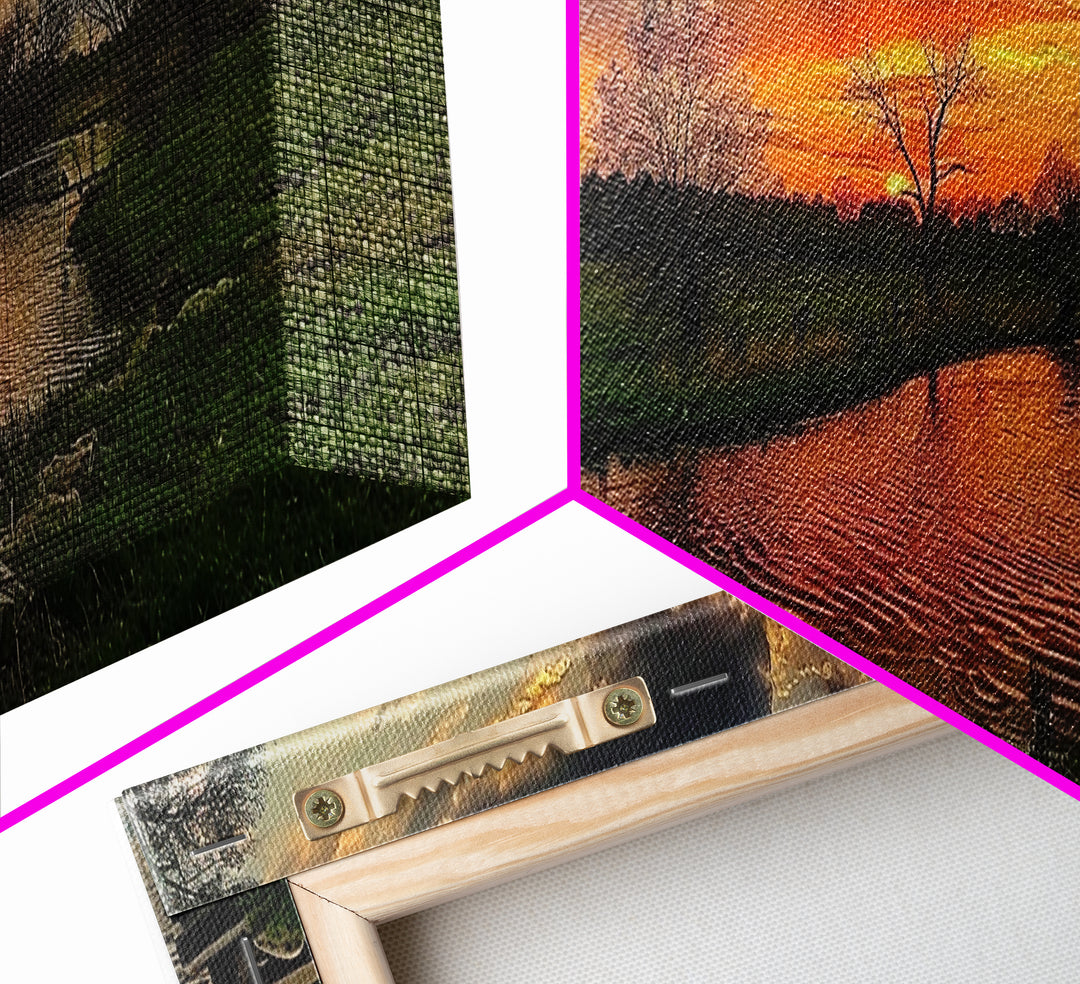 Abstract Landscape Wall Art Framed Canvas Print, East Texas At Sunset Photography Style Print, Original Wall Art, Panoramic Art