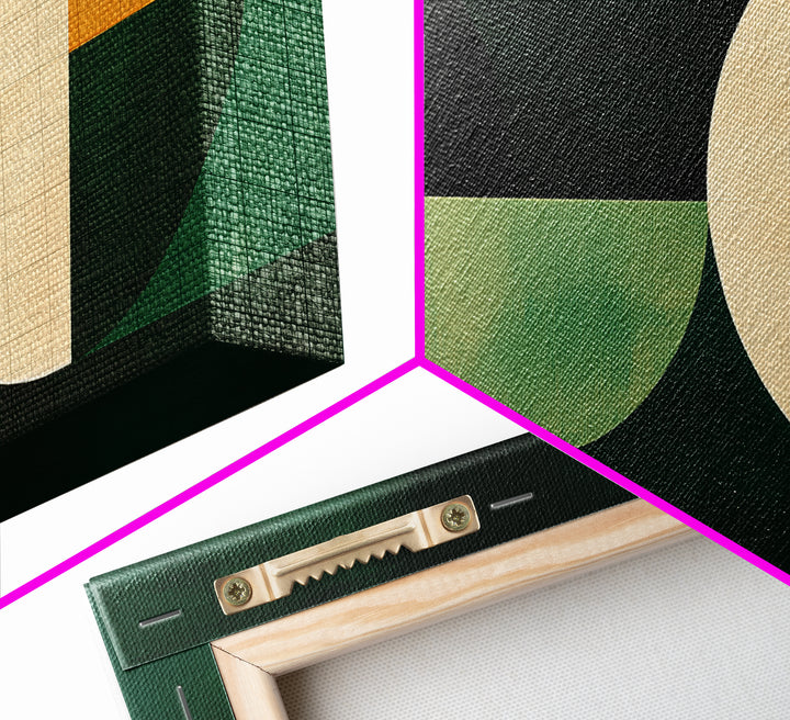 Abstract Wall Art Emerald Green Geometric Canvas Print, Large Framed Modern Art, Mid Century Abstract Home Decor, Minimalist Statement Piece