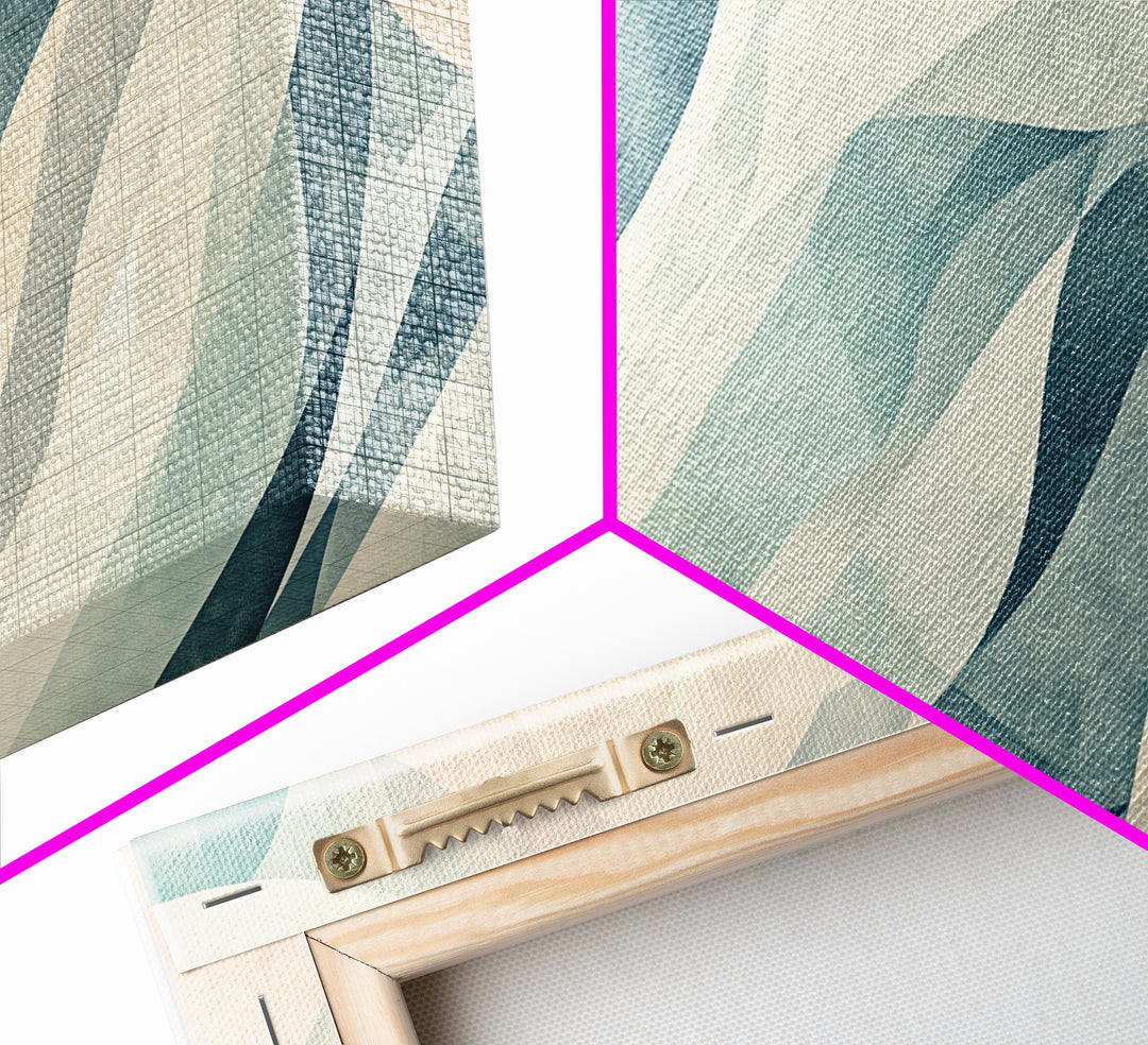Pastel Abstract Canvas Print, Retro Kids Room Decor, Large Modern Art, Line Art Print