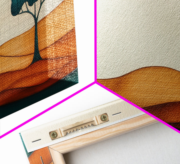 Cute Abstract Art Deco Landscape Canvas Print, Minimalist Art, Boho Home Decor For Abova Sofa, Great Room Wall Art